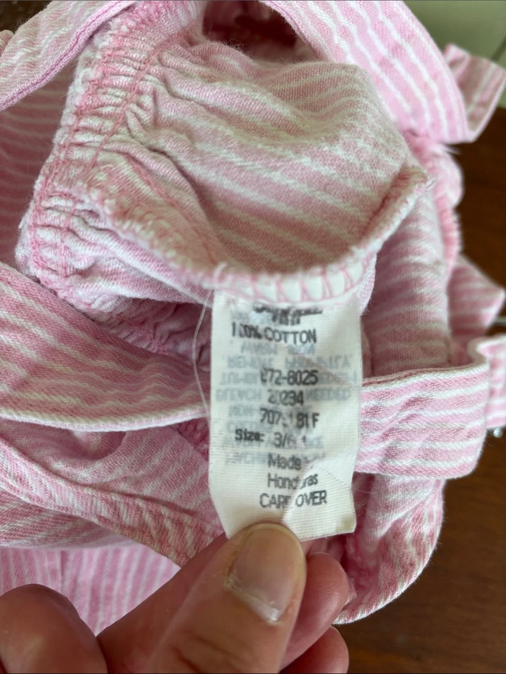 Vintage Oshkosh B’Gosh Vestbak pink and white striped infant bib overalls